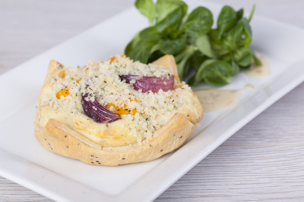 Gluten Free Roasted Butternut Squash Red Onion & Chia Seed Pastry Crown - available from MKG Foods, your foodservice partner in the Midlands.