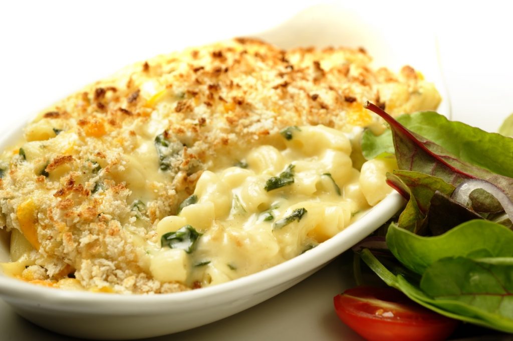 Red Leicester & Spinach Macaroni Cheese. Available from MKG Foods, your foodservice partner in the Midlands.