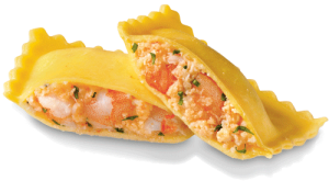 C16069 - Tortelli with crab lobster and prawn. Available from MKG Foods - your foodservice partner in the Midlands.