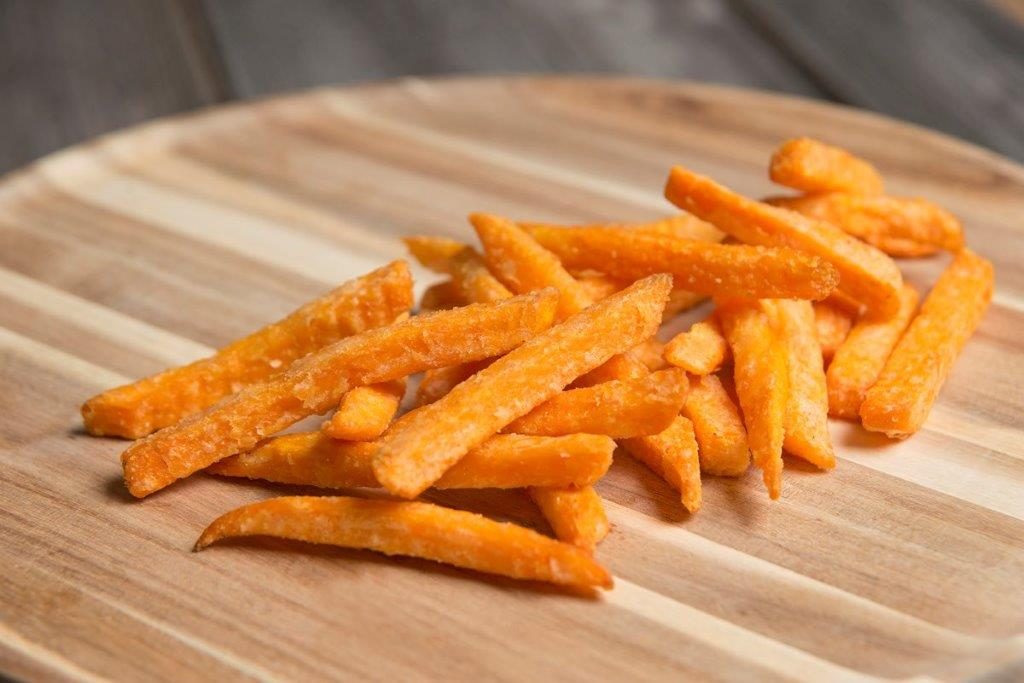C81005 - Coated Sweet Potato Fries. Available from MKG Foods, your foodservice partner in the Midlands.