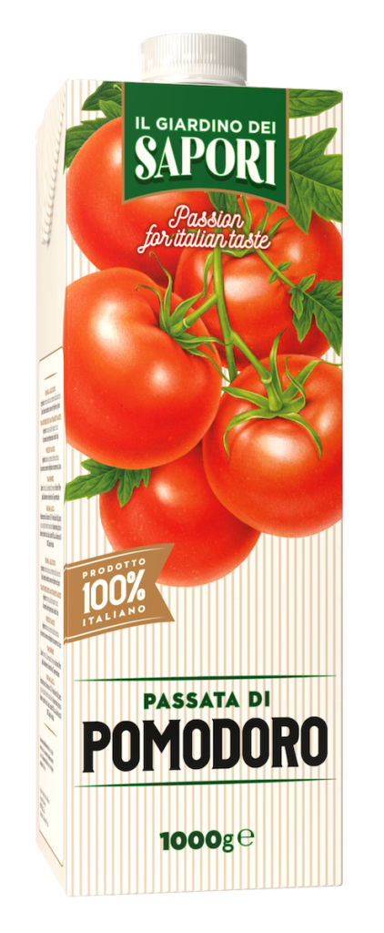 A1080 Giardino dei Sapori Passata Brick. Available from MKG Foods, your foodservice partner in the Midlands.