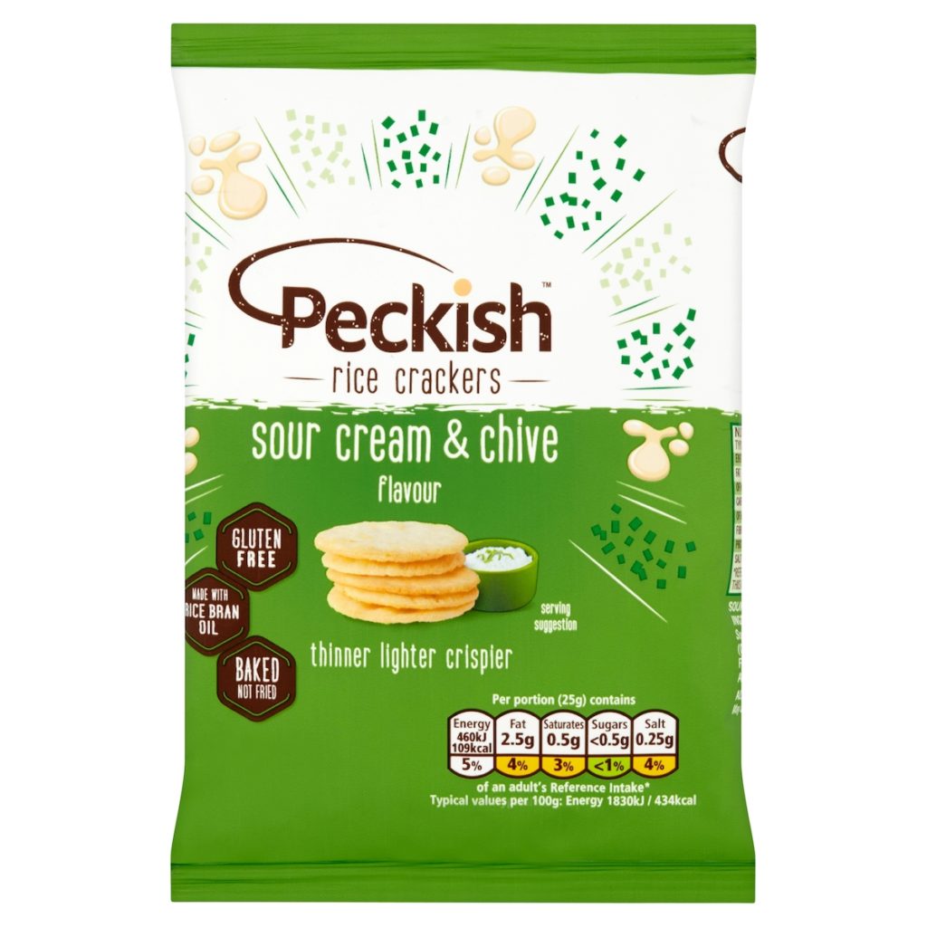 A2021 Peckish sour cream and chive flavour. Available from MKG Foods, your foodservice partner in the Midlands.