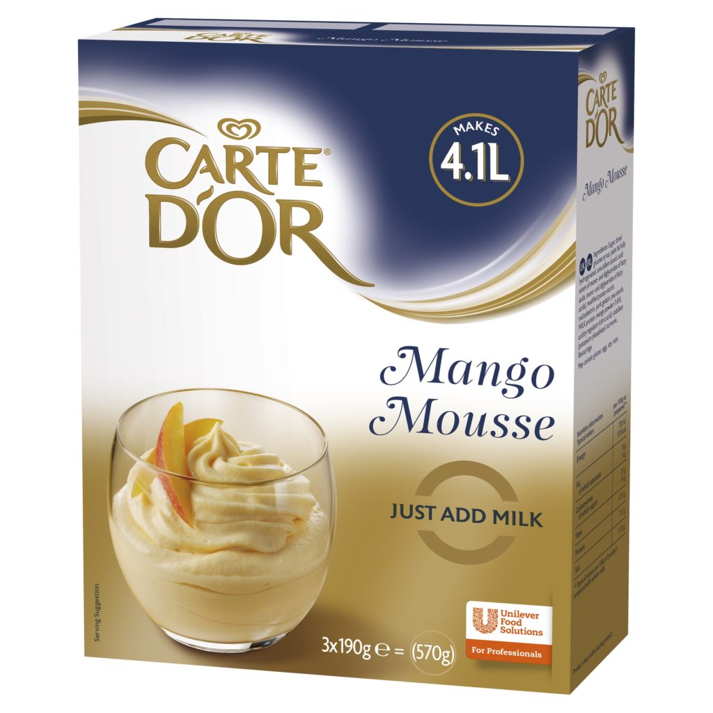A3482 - Mango Mousse Powder. Available from MKG Foods, your foodservice partner in the Midlands.
