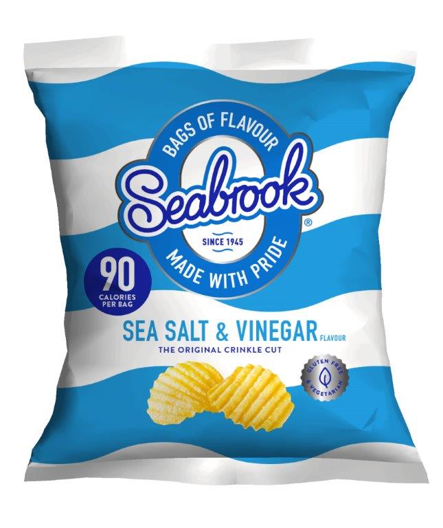 Seabrook Crinkle Cut Crips - Salt & Vinegar. Available from MKG Foods, your foodservice partner in the Midlands.