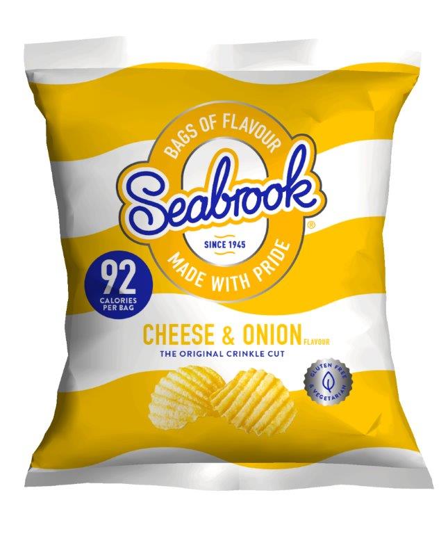 Seabrook Crinkle Cut Crisps - Cheese & Onion. Available from MKG Foods, your foodservice partner in the Midlands.