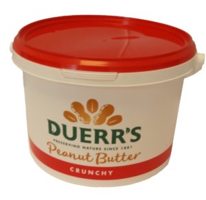 Duerrs Crunchy Peanut Butter 2.5kg. Available from MKG Foods, your foodservice partner in the Midlands.