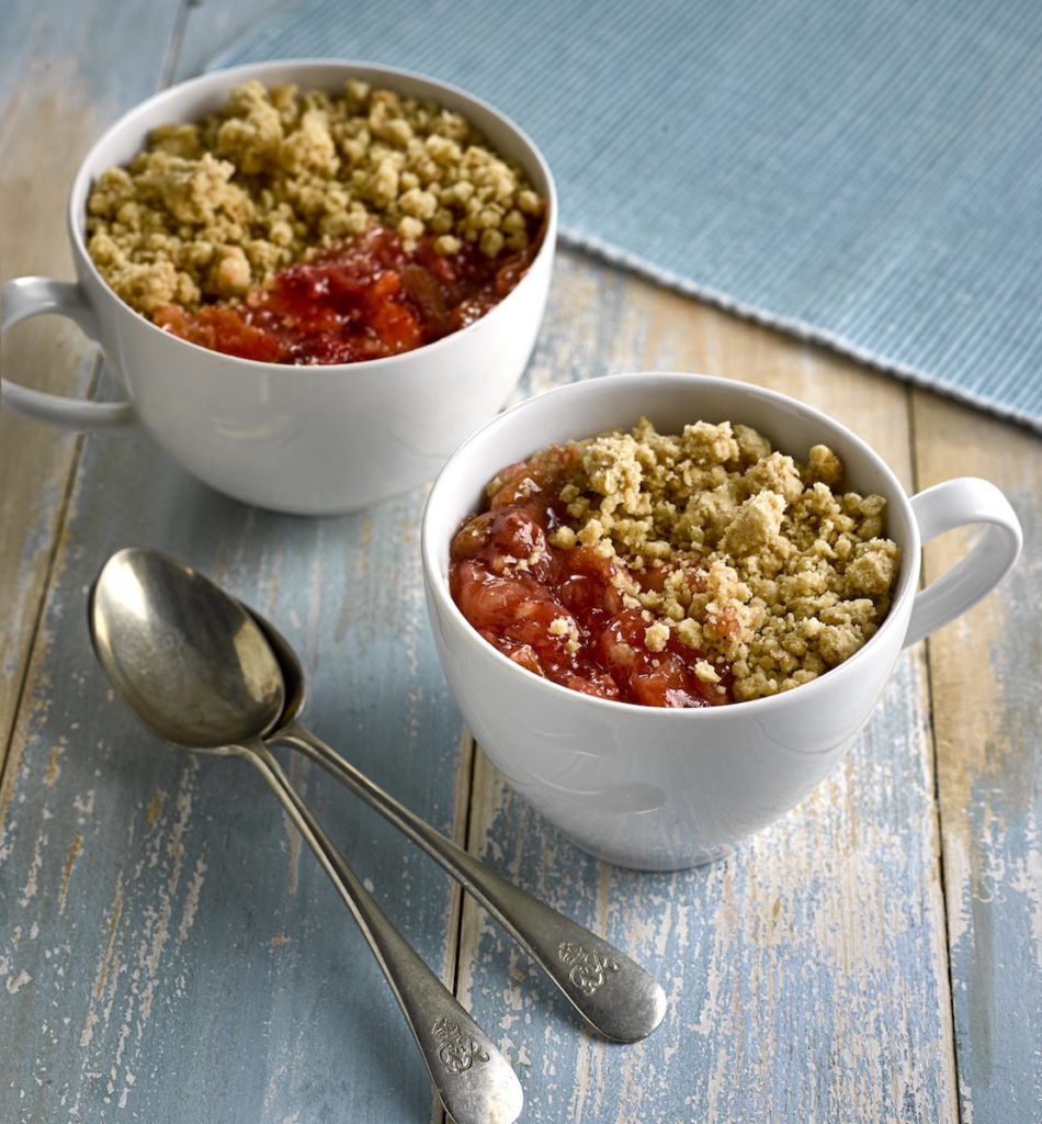 Vegan Apple & Strawbarb Crumble. Available from MKG Foods, your foodservice partner in the Midlands.