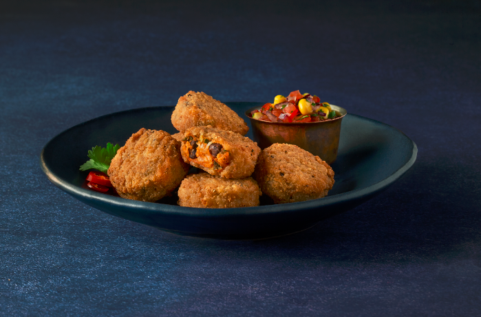 C11509 salmon black bean fish cakes. Available from MKG Foods, your foodservice partner in the Midlands.