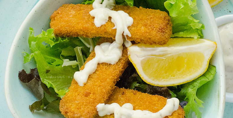 MCS Salmon Fish Finger. Available from MKG Foods, your foodservice partner in the Midlands.