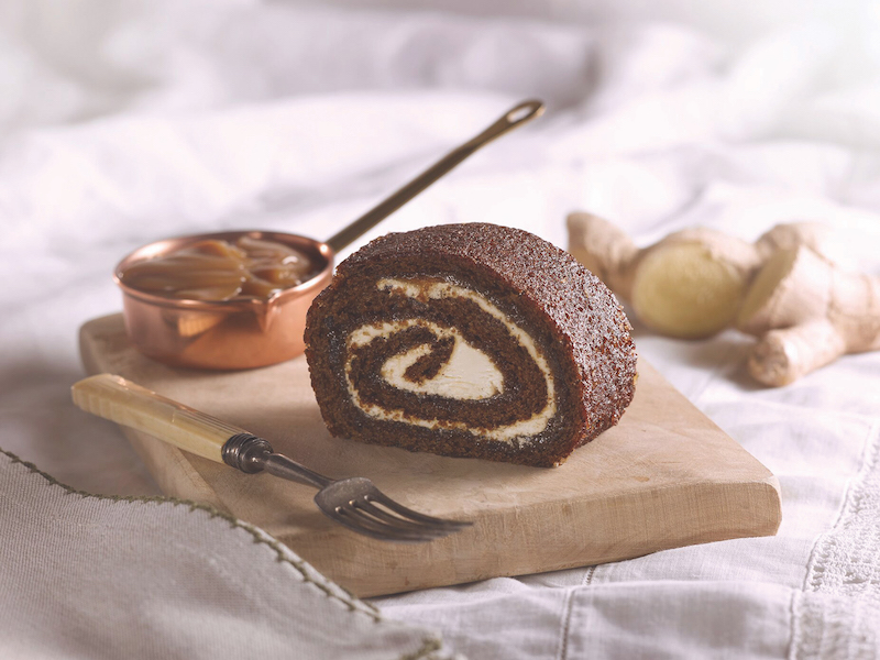 C17028 - Sticky Ginger Roulade pre-cut. Available from MKG Foods, your foodservice partner in the Midlands.