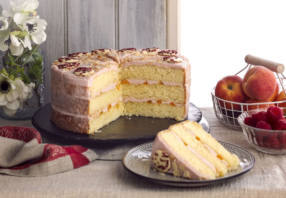 C17022 PEACH MELBA CAKE. Available from MKG Foods, your foodservice partner in the Midlands.