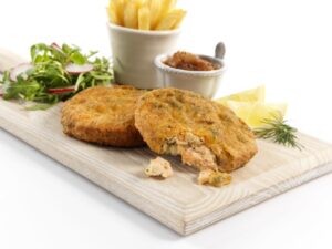 C18237 - Salmon & Dill Fishcake. Available from MKG Foods, your foodservice partner.