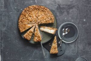 Caramel Apple Crumble Pie pre-cut