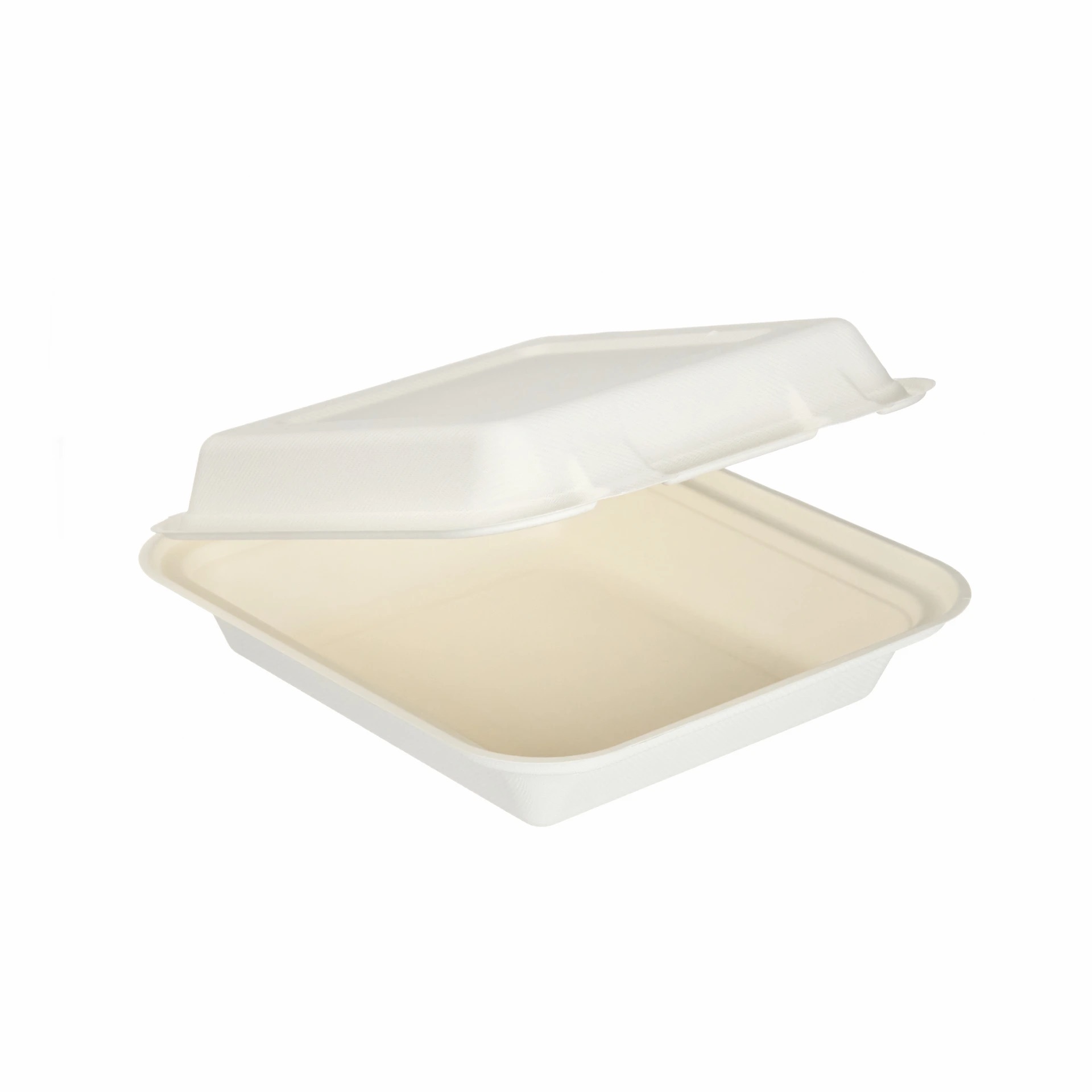H5115 - 8″ x 8″ Bagasse Square Lunch Box White