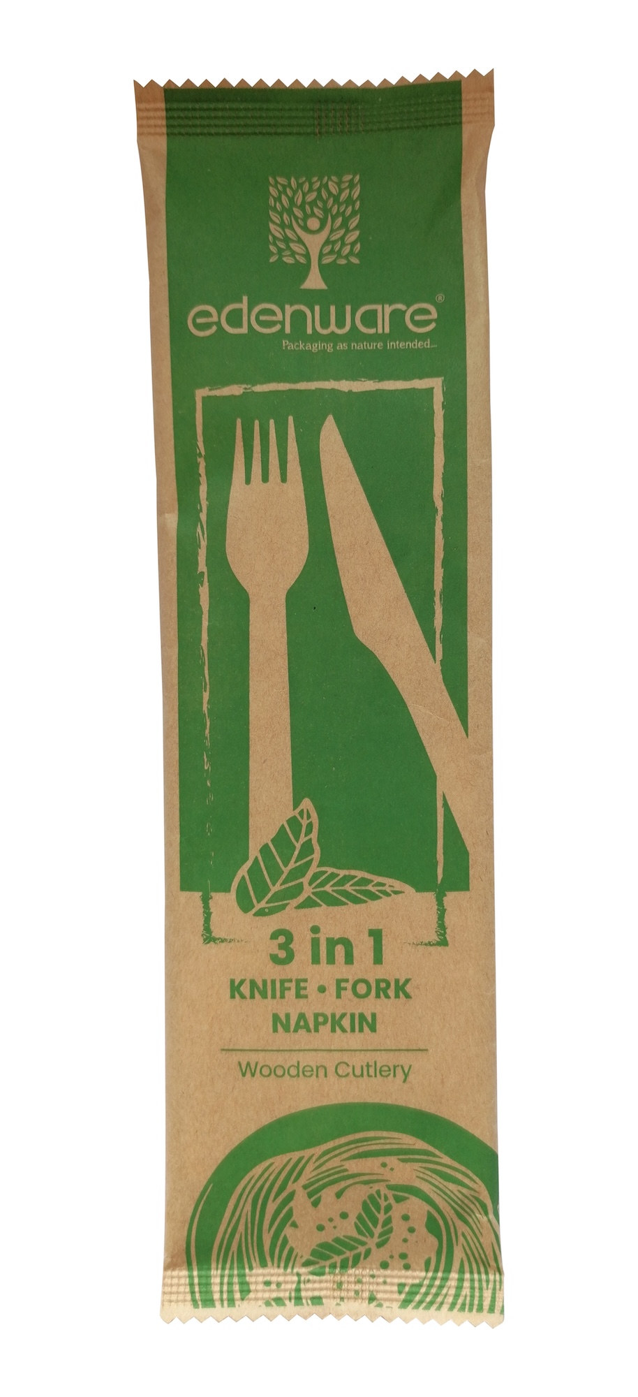 H5136 - Edenware Wooden Cutlery Pack 3 in 1 (knife, fork & napkin)